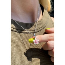 Spossy Silver Jewelry 925 Ayar Gümüş, Silver, Mineli Manolya Çiçek Kolye, SPK1759