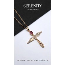 Serenity Kanatlı Asa Figür Çelik Kolye