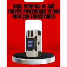 Dijital Ekranlı Araç Pompası Akü Takviye Powerbank 12.000 Mah - TOPRAK1558-1077