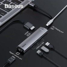 Baseus USB Type C 6in1 HDMI 3x USB 3.0 RJ45 Çoğaltıcı ADAPTÖR-(5775) - TOPRAK8873-2321