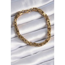 316L Çelik Gold Renk Kral Zincir Model Erkek Bileklik 5886 - TOPRAK1928-5789