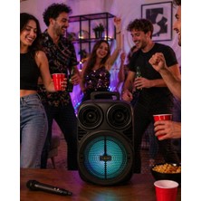Kablosuz Karaoke Hoparlör Mikrofonlu Rgb Işıklı 6.5 Inç Bluetooth Speaker Taş - TOPRAK9768-3