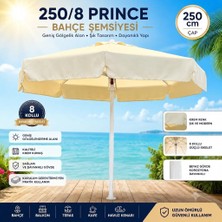Form Outdoor 250/8 Prince Bahçe Şemsiyesi 250 cm Yuvarlak Krem Kumaş Beyaz Gövde