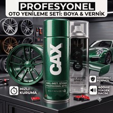 CAXCOLORS Cax Colors Profesyonel Oto Yenileme Seti - Metalik Yosun Yeşil Sprey Boya (400 Ml) + Oto Vernik Spreyi (400 Ml) - Hızlı Kuruyan Jant ve Kaporta Boyası