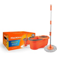 Macro Max Focus Otomatik Temizlik Seti, Pedalsız Döner Sıkmalı 360 Başlıklı Mikrofiber Paspas