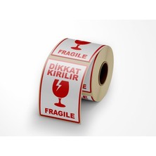 Dikkat Kırılır - Fragile Yapışkanlı Etiket 10 cm x 15 cm - 100 Adet