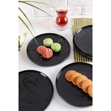 Angdesign Milano Cam Pasta-Kek-Tatlı Tabağı 6'li Antrasit (Antrasit)