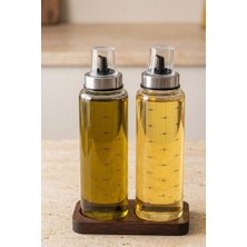 Bambum Nero 3 Parça Standlı Borosilikat Yağdanlık Yağlık - Sirkelik Seti 500 ml