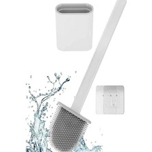 Tuvalet Fırçası Beyaz Renk Silikon Klozet Wc Banyo Küvet Temizleme Fırçası Antibakteriyel Kol