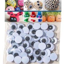 Oynar Göz Siyah 8 mm 50 Li 1 Paket Oynayan Göz 8mm Hobi Tasarım Anasınıfı Kreş Etkinlik Eliş