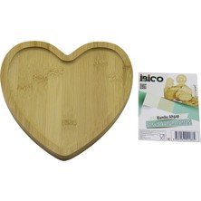 Larimar Kalp Model Ahşap Bambu Servis Sunum Tepsi - Tahtası 20.5 x 19.5 x 1.4cm (5177)