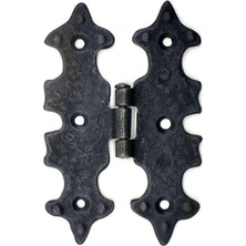 Mudanis Antika Tarz Dekoratif Pirinç Lale Menteşe - 104X77 Mm, Oksit