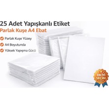 Adcoat 25 Adet Yapışkanlı Etiket Parlak Kuşe A4 Ebat