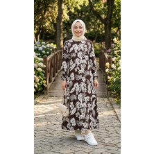 Asel Tekstil Kadın Büyük Beden Desenli Dokuma Viskon Kumaş Uzun Tesettür Elbise