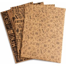 Karışık Desenli Sunum Kağıdı 50'li – Vintage Gazete & Fast Food Desenli Sandviç, Hamburger,