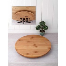 Bambu 360 Derece Dönen Yuvarlak Lüx Servis Sunum Tabağı Pizza Peynir Sunum Tahtası 28 cm Kahver