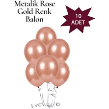 Lotus Party Metalik Rose Gold Renk Balon - Rose Gold Renk Balon  10 Adet
