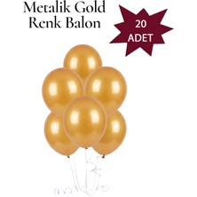 Lotus Party Metalik Gold Renk Balon - Gold Renk Balon  20 Adet