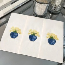 Sarı Cicekli Bleu Blanc Sunum Peçetesi 16'lı