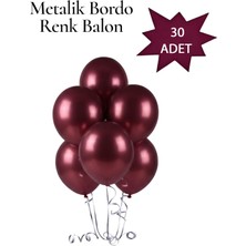 Lotus Party Metalik Bordo Renk Balon - Bordo Renk Balon  30 Adet