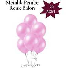 Lotus Party Metalik Pembe Renk Balon - Pembe Renk Balon  20 Adet