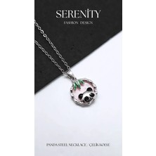 Serenity Panda Peluş Ayıcık Figür Çelik Kolye