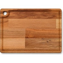 Vecta Graın Kayın Ahşap Kesme ve Sunum Tahtası Medium - Sıvı Kanallı Asma Delikli Doğrama Tahtası 20X30 cm