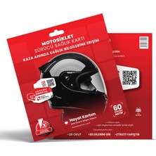 Hayat Kartım Akıllı QR Kodlu Motosiklet Kask Etiketi - Acil Durum Sürücü Sağlık Kartı