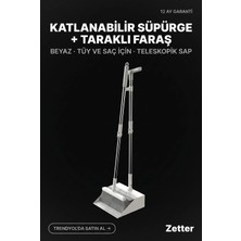 Zetter Katlanabilir Tüy Toplayıcı Taraklı Temizlik Seti Beyaz Plastik ve Çelik Malzemeden Yapılmış Ergonomik Tasarım