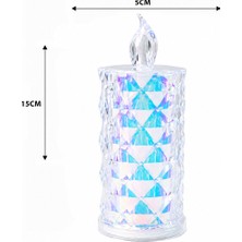 Nargo 12 Adet LED Candle Kamp Büyük Boy= Çap:5cm - Y: 16CM Pilli LED Mum Mika Kristal Plastik YAKUT-13637