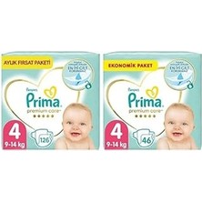 Prima Bebek Bezi Premium Care 4 Beden 126 Adet Maxi Aylık Fırsat Paketi & Prima Bebek Bezi Premium Care 4 Beden 46 Adet Maxi Jumbo Paket
