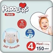 Paddlers Külot Bebek Bezi 4 Numara Maxi 150 Adet (7-14 Kg) Ekstra Aylık Paket