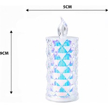 Nargo 12 Adet LED Candle Kamp Küçük Boy= Çap:5cm - Y: 9cm Pilli LED Mum Mika Kristal Plastik YAKUT-13635