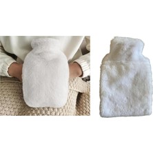 Sıcak Su Torbası Yan Cepli Beyaz Peluş Termofor 27X17X2CM 750ML