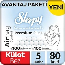 Sleepy Bio Natural Premium Plus Airbag Comfort Avantaj Paketi Külot Bez 5 Numara Junior 80 Adet