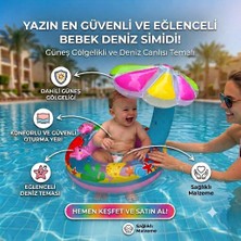 Silveryrose Store  0-4 Yaş Şemsiye Gölgelikli Ayaktan Geçmeli (Çift Delikli) Çocuk Deniz Havuz