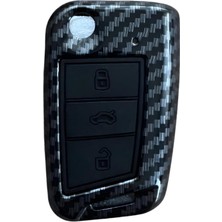 Autohan Keys Lüks Karbon Anahtar Koruma Kılıfı Volkswagen Golf 7, Golf 7.5, Tiguan, Polo, T-Roc, T-Cross Için, Karbon
