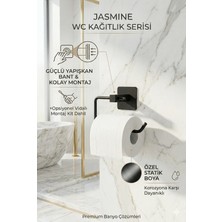 Alper Banyo Jasmin Kare Yapışkanlı Siyah Açık Tuvalet Kağıtlığı, Wc Kağıtlık, Tuvalet Kağıdı Askısı | Yapışkanlı ve Vidalı Montajlı
