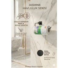 Alper Banyo Jasmin Siyah Kare Solo Havluluk, Yapışkanlı ve Vidalı Montajlı Havlu Askısı, Statik Boyalı 25 cm