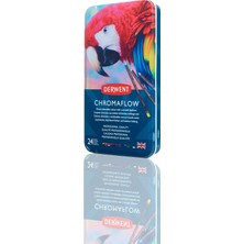 Derwent Chromaflow Renkli Kalem, 24'lü Set, Metal Kutuda, 3,5 mm Uç Kalınlığı, Yumuşak Dokulu Karıştırılabilir, Çizim, Boyama ve Katman Için Ideal, Profesyonel Kalite, 2305857