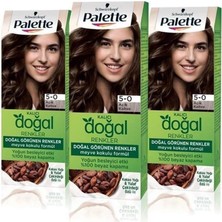 Palette Kalıcı Doğal Renkler 5-0 Açık Kahve Kakao Yağı Saç Boyası x 3 Adet