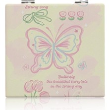 Kelebek Kompakt Büyüteçli Makyaj Aynası Seyahat Karikatür Sevimli Elde Taşınabilir Katlanabilir Mini Cep Boyu Büyütülmüş Kişisel Ayna (Butterfly 2)