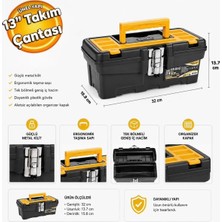 Bag Metal Kilitli Tek Bölmeli 13'' Taşınabilir Portatif Alet Edevat Takım Çantası 13'' 32 cm