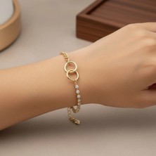 Xuping Jewelry Stil Incisi/xupıng Jewelry Iki Halka Geçmeli Model Bileklik