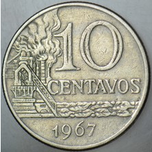 Banknoting Brezilya 10 Centavos 1967.
