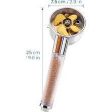 Yüksek Basınçlı Turbo Fanlı Duş Başlığı 360° Döner Pervaneli Tasarım, Mineral Taşlı Filtre Sistemi ile Su Arıtma, Su Tasarruflu Güçlü Akış Sağlayan El Duşu, Kireç Önleyici Modern Banyo Duş Başlığı,
