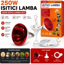 TNYVET Isıtıcı Lamba 250 Watt + E27 Seramik Duy+2 m Fişli Kablo Avantajlı Set