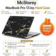 Mcstorey MacBook Pro 13 Mermer Desenli Kılıf A1706 A1708 A1989 A2159 A2251 A2289 A2338 M1 M2 Uyumlu Baskılı Sert Kılıf Ince Hafif Tpu Koruyucu Kapak Siyah