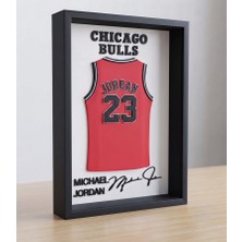 Riva Self Michael Jordan Chicago Bulls 3D Duvar Tablosu - 23 Numara Imzalı Dekoratif Çerçeve