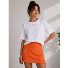 Snow Basic Günlük Rahat Düz Renk Tencel Kumaş Kadın T-Shirt